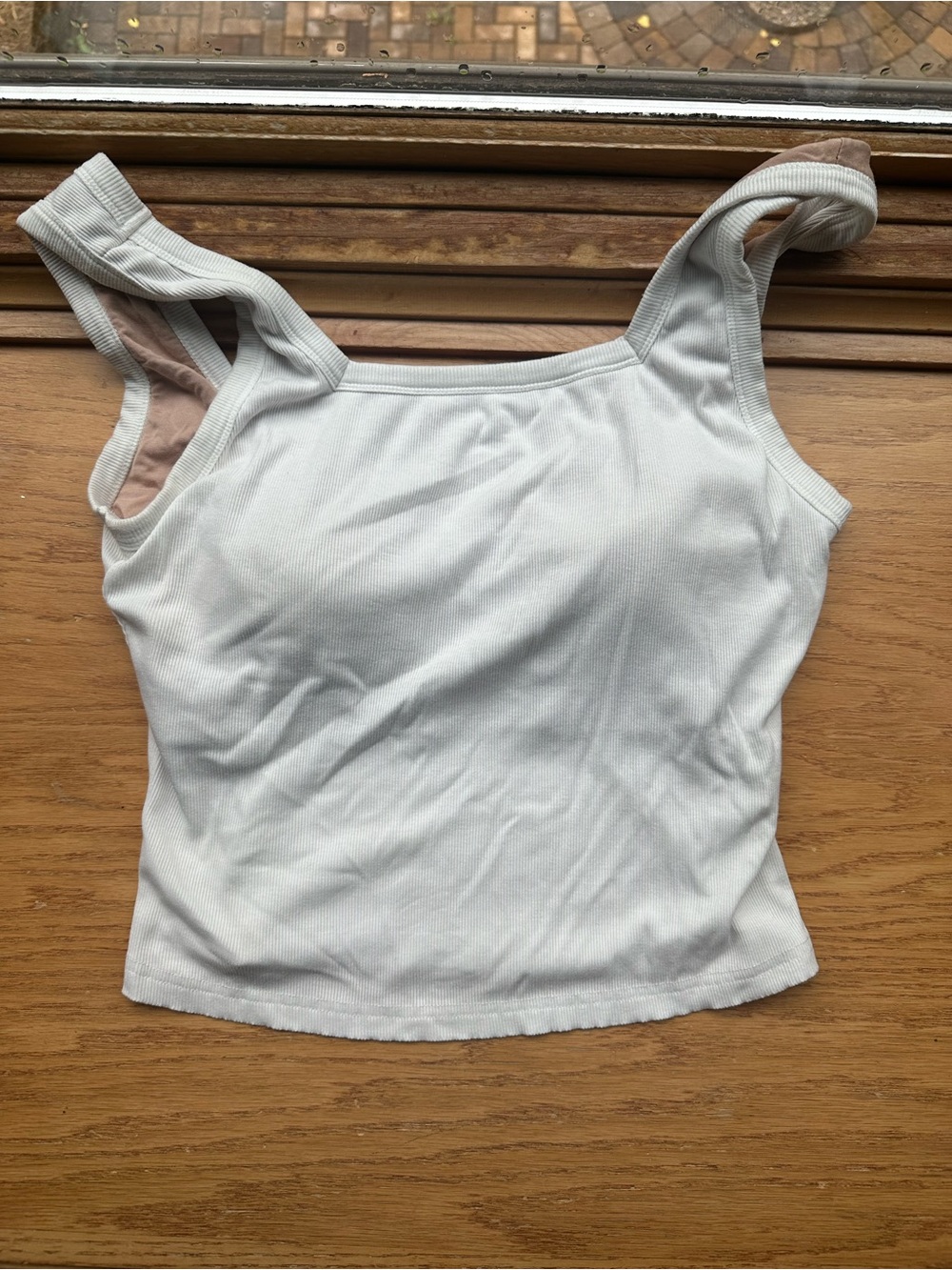 Oglmove White Slinky Square Open-Backed Brami Tank Top | Size L - Picture 9 of 10